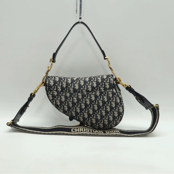 Christian Dior: Medium Navy Oblique Saddle Bag w/ extra strap *AUTHENTICATED* - Picture 2 of 15